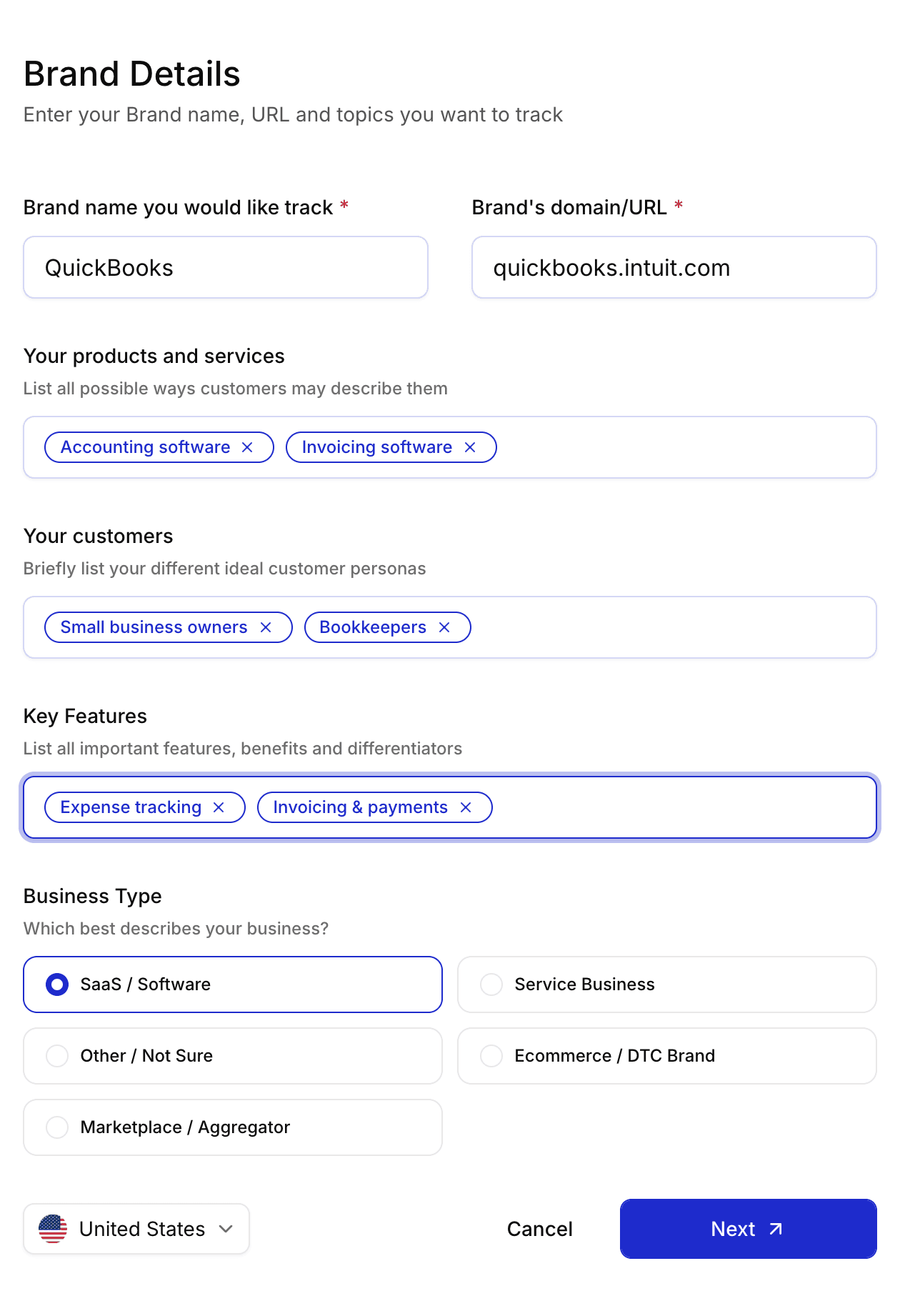 Brand details form